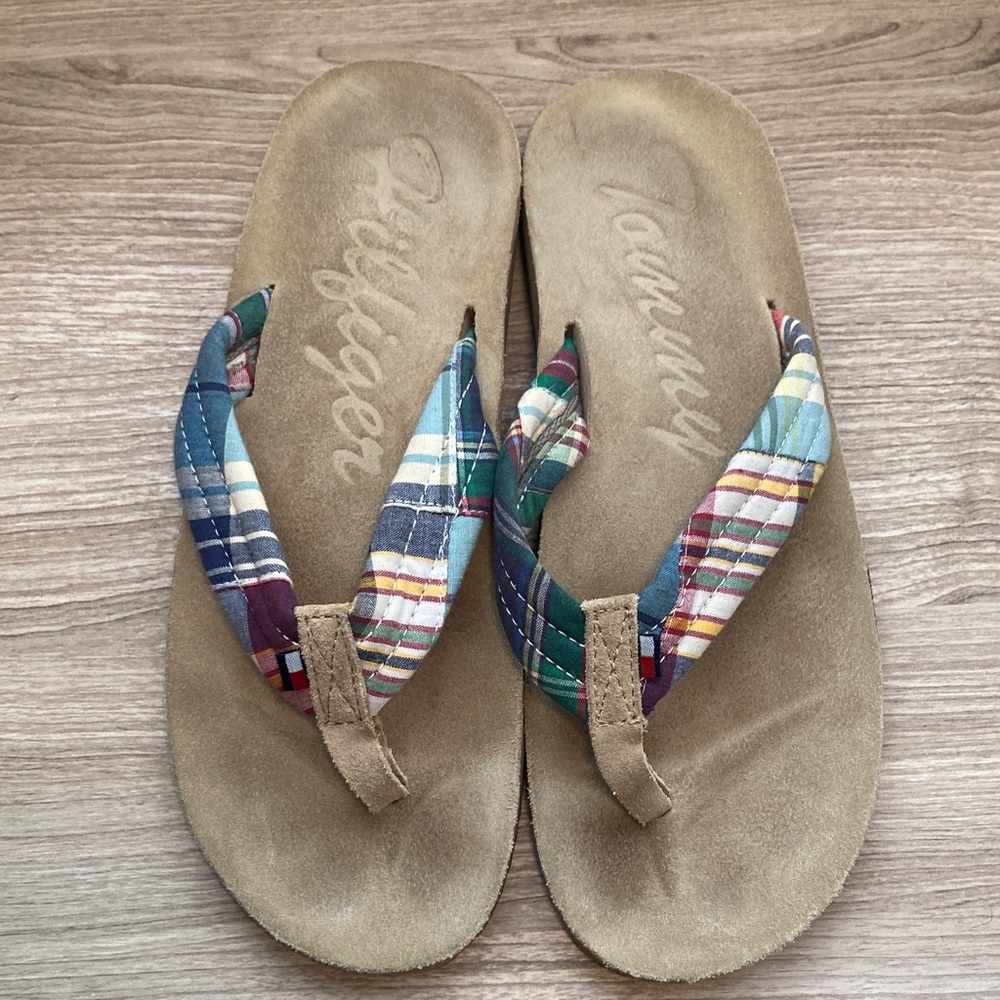Tommy Hilfiger Kennedy flip flop Plaid Fabric Strap 8